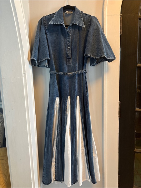 LOVEBIRDS Dresses & Skirts - Denim Maxi Dress with White Inset Panels